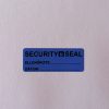 "SECURITY SEAL" VOID nyomot hagyó biztonsági matrica 50x18 mm, kék