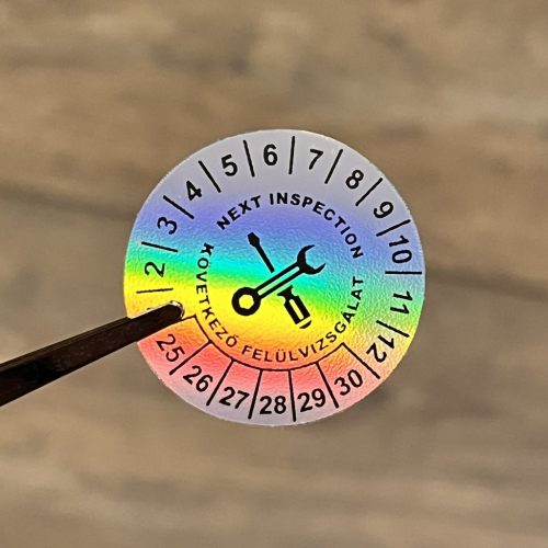 Hologramos vinyl 6 éves (2025-2030) felülvizsgálati matrica 30 mm kör