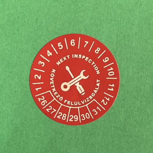 VOID nyomot hagyó 6 éves (2026-2031) felülvizsgálati biztonsági matrica 30 mm kör, piros