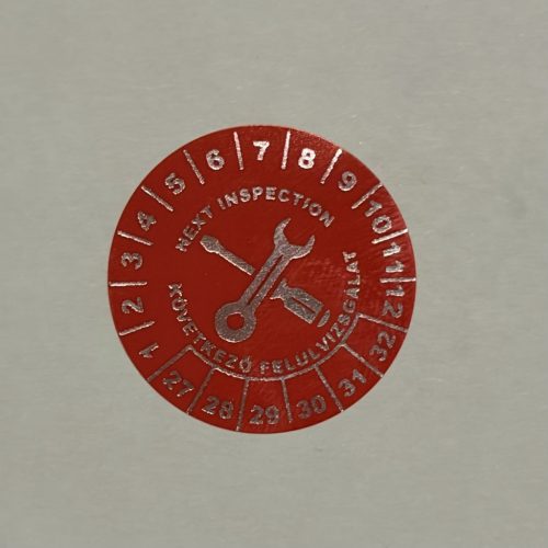 VOID nyomot hagyó 6 éves (2027-2032) felülvizsgálati biztonsági matrica 30 mm kör, piros