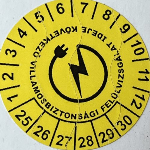Weatherproof Polyester Electrical Safety Sticker for 2026-2031, 30mm Round, Yellow