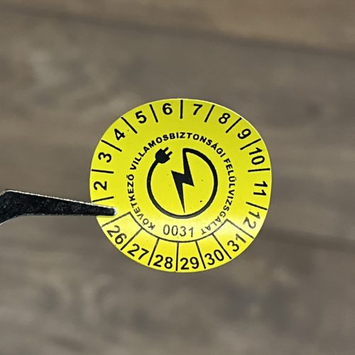 Weatherproof Polyester Electrical Safety Sticker for 2026-2031, 30mm Round, Yellow