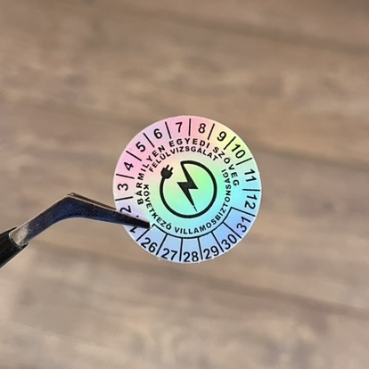 Hologramos Vinyl 6 Jahre (2026–2031) Elektrosicherheitsaufkleber 30 mm rund