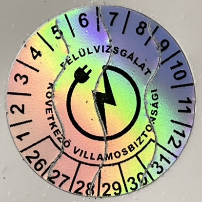 Hologramos Vinyl 6 Jahre (2026–2031) Elektrosicherheitsaufkleber 30 mm rund