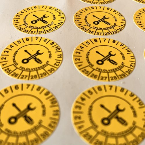 Időjárásálló poliészter matrica, sárga