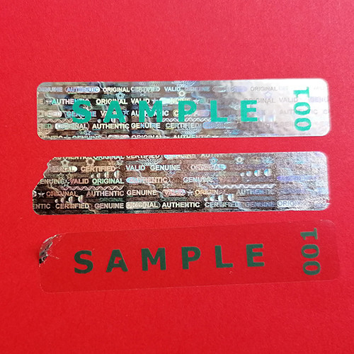 GVCO 50x10 mm Hologram Sticker Green with CUSTOM Printing
